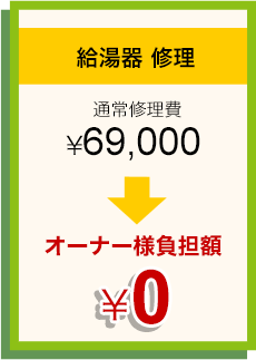 給湯器 修理費用保証実例